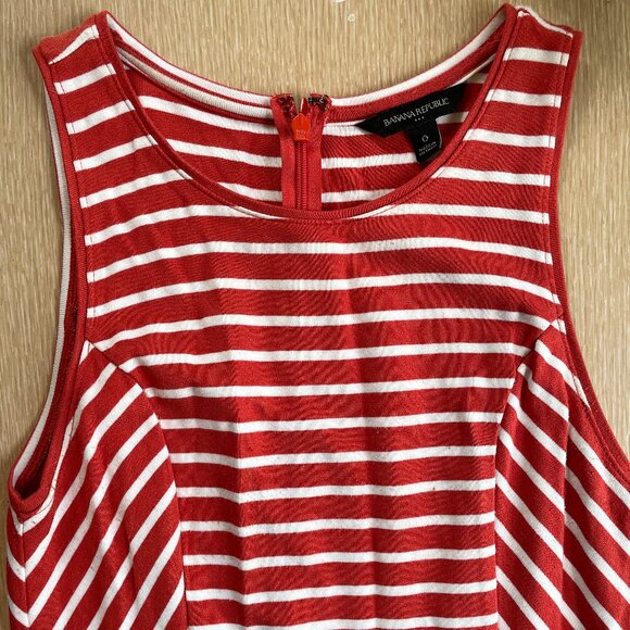 Banana Republic Orange and White Striped A-Line Dress, Size 0 - Picture 4 of 7